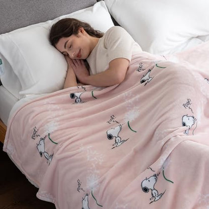 Berkshire Blanket Peanuts® VelvetLoft® Cute Character Snoopy Plush Blanket,Make A Wish Spring Pink,King 90 in x 108 in (Official Peanuts® Product) - color: Make a Wish Spring Pink, size: King (90 in x 108 in)