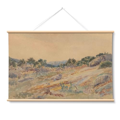 HUARCEY Extra Large Canvas Wall Art, Rustic Landscape Scroll Wall Art 36x54 - color: Hillside, size: 54"L x 36"W