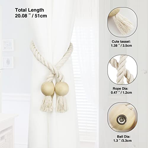 Magnetic Curtain Tiebacks Decorative Tie Back Drapes Holdbacks Nieffeiy - color: Beige
