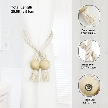 Magnetic Curtain Tiebacks Decorative Tie Back Drapes Holdbacks Nieffeiy - color: Beige