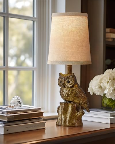 Small Table Lamp for Bedroom, 14.25" Farmhouse Resin Gold Nightstand Lamp - color: ‏‏‎ ‎Gold