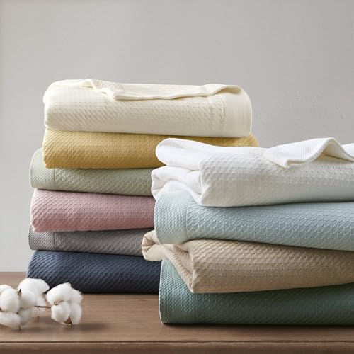 Madison Park 100% Egyptian Cotton Twin Size Bed Blanket for Summer Mustard - color: Mustard, size: Twin