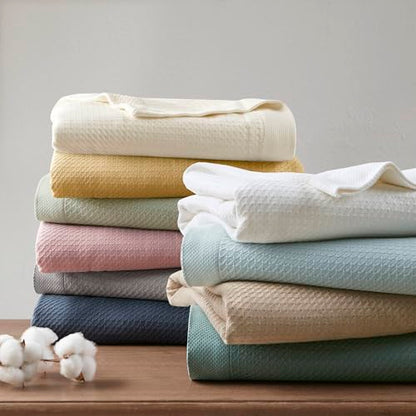 Madison Park 100% Egyptian Cotton Twin Size Bed Blanket for Summer Mustard - color: Mustard, size: Twin