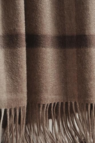 EP Mode 100% Pure Cashmere Throw Blanket for Sofa, Neutral Windowpane - color: Neutral Windowpane