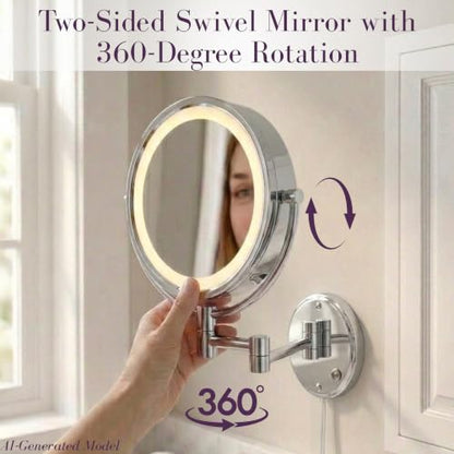 JERDON Lighted Wall-Mount Makeup Mirror - 8X - Chrome - HL88CL - color: Chrome Plug in