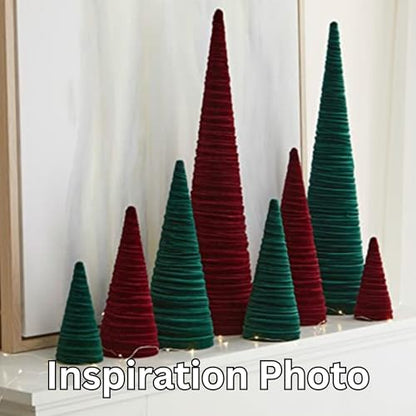 Your Heart's Content Velvet Trees Set of 4 Emerald, Winter Mantle, Valentine Tabletop Tree, Glam Entryway, Shelf Accent, Wedding Centerpiece, Cozy (Emerald) - color: Emerald