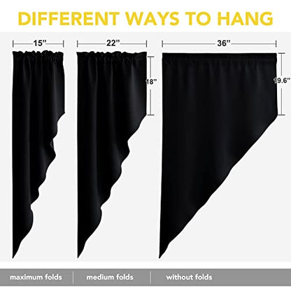 NICETOWN Burgundy Swag Curtains for Kitchen Over Sink 36 x 63 inches Long - color: Black, size: 36"W x 63"L (Pack of 2)