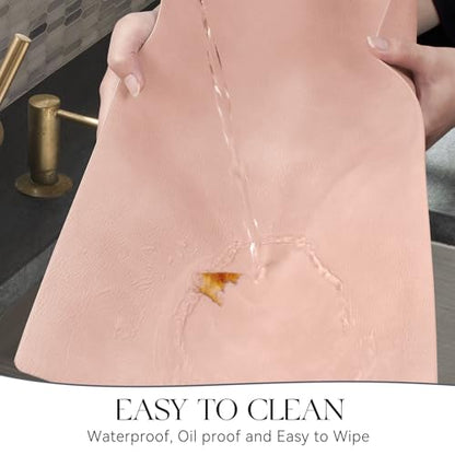 MOSAYT Vinyl Faux Leather Placemats, Set of 6, Pink - color: Pink