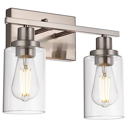 MELUCEE 2 Heads Bathroom Light Fixtures Brushed Nickel - color: Brushed Nickel, size: 2-Light