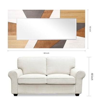 Empire Art Direct Modern Geometric Hand Made Solid Paulownia Wood Beveled Leaner Mirror, Ready to Hang, Living Room, Bedroom & Office, 78.8"x39.4"x1.6" - style: Modern Geometric