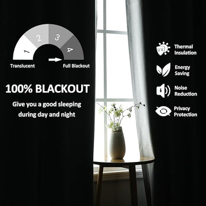 THOOO 100% Blackout Curtains Natural Linen Textured Blackout Curtains 63 Inch Length for Bedroom Living Room Nursery, Farmhouse Thermal Insulated Grommet Curtains Room Darkening 2 Panels,Light Blue - color: Light Blue, size: 52"W x 63"L (Pack of 2)