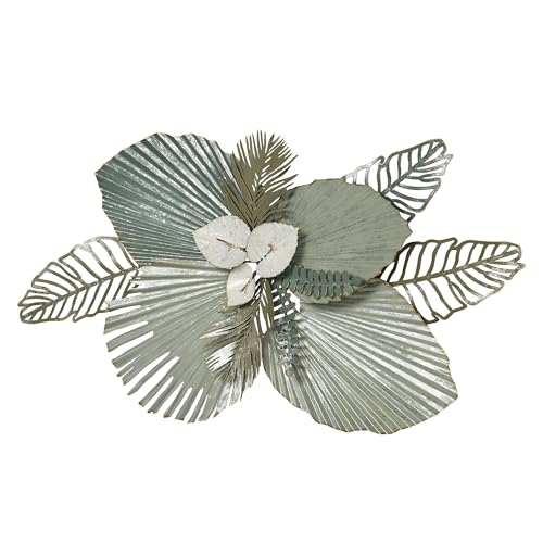 Touch of Class Mystic Tropics Floral and Leaf Metal Wall Sculpture | Tropical Style Sculpture Decor for Bedroom, Living Room, Bathroom, Entryway, Hallway
