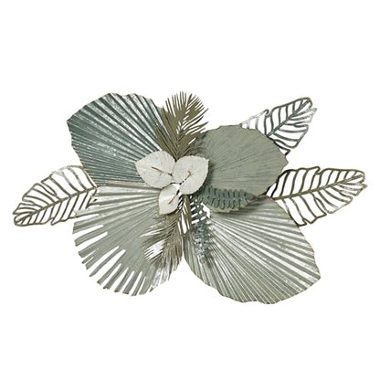 Touch of Class Mystic Tropics Floral and Leaf Metal Wall Sculpture | Tropical Style Sculpture Decor for Bedroom, Living Room, Bathroom, Entryway, Hallway