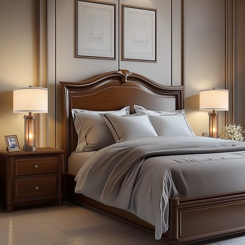 RORIA Farmhouse Table Lamps for Living Room with USB C+A Ports - color: 1 Pack-Brown