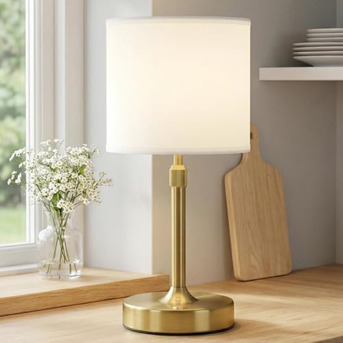 Rechargeable Cordless Table Lamp Touch Gold Mini Small Lamp Adjustable Height 5200mAh Battery Operated with Stepless Dimming Function for Bedroom Nightstand Bathroom Kitchen Counter Home Decoration - color: White Rectangle - Gold