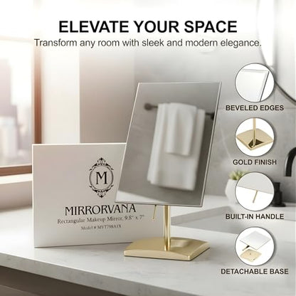 MIRRORVANA Large Free Standing Mirror, Frameless, 9.8" x 7" (Gold) - color: Gold