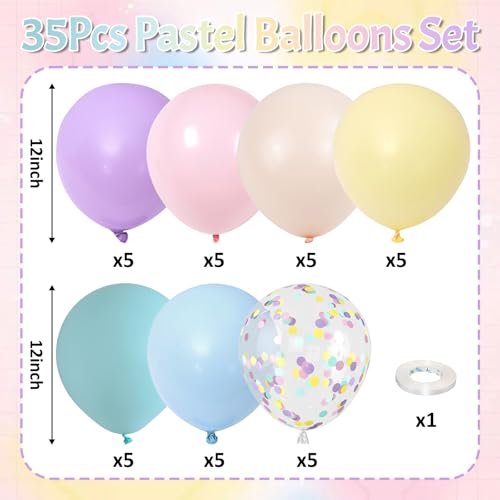 Pastel Balloon 12Inch Colorful Macaron Pink Teal Blue Yellow Purple Balloon - color: Blue Yellow Pink Purple