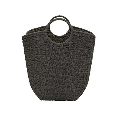 Household Essentials Handwoven Paper Rope Storage Basket with Metal Frame and Handles, Gray - color: Grey Paper Rope