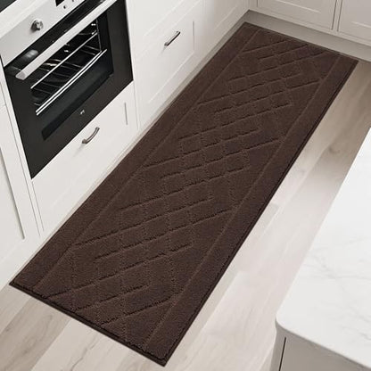 BEQHAUSE Kitchen Rugs Set of 2 Non Slip Runner, 20"x30"+20"x48", Brown - color: Brown, size: 20" X 30" + 20" X 48"