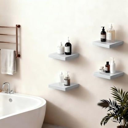 Small Floating Shelves for Wall Set of 4, 8 Inch Square Shelves,Grey - color: Grey, size: 8 Inch-4Pcs
