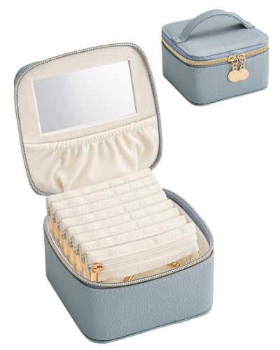 Lolalet Travel Jewelry Organizer for Women, Jewelry Case with Mirror - color: Blue