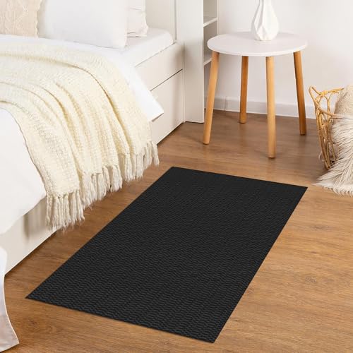 KOZYFLY 2x3 Washable Entryway Rug, Non Slip Woven Door Mat, Black/Grey - color: Black/Charcoal Grey, size: 2' x 3' (Rectangular)