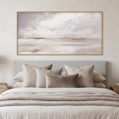 DRACIT Large Neutral Abstract Framed Canvas Wall Art Set-20"x40" - color: Beige Neutral Abstract Wall Art, size: 40"L x 20"W