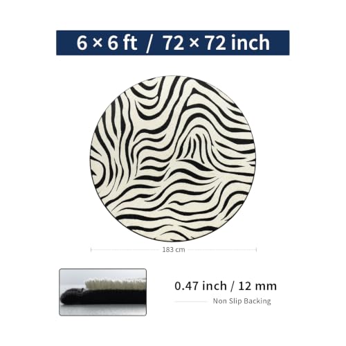 YIHOUSE Zebra Round Area Rugs 6ft: Modern Washable Non-Slip Circle Rug - color: Zebra (Black & Cream), size: 6' (Round)