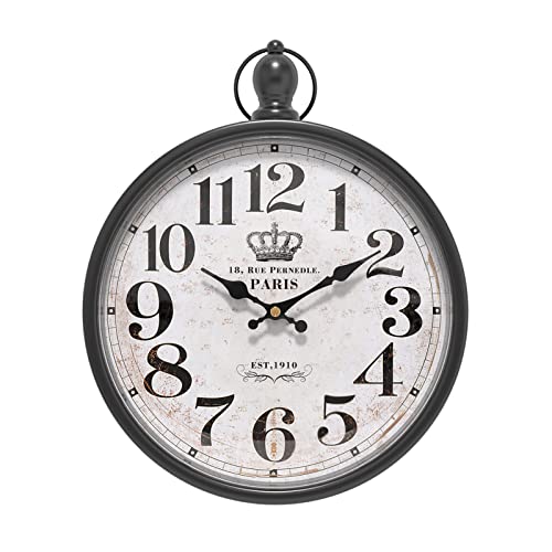 Menterry Retro Farmhouse Wall Clock. Black Vintage Antique Style - color: Black