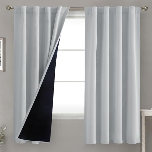 BGment Thermal Insulated 100% Blackout Curtains for Bedroom, Light Grey - color: Light Grey, size: 38"W x 63"L (Pack of 2)