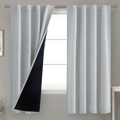BGment Thermal Insulated 100% Blackout Curtains for Bedroom, Light Grey - color: Light Grey, size: 38"W x 63"L (Pack of 2)