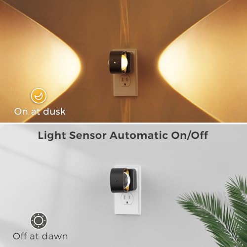 L LOHAS LED Night Light Projector, Night Lights Plug into Wall Light Sensor - color: Black