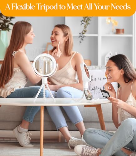 Gospire 5.85” Tripod Travel Makeup Mirror with Light and Magnification - color: White