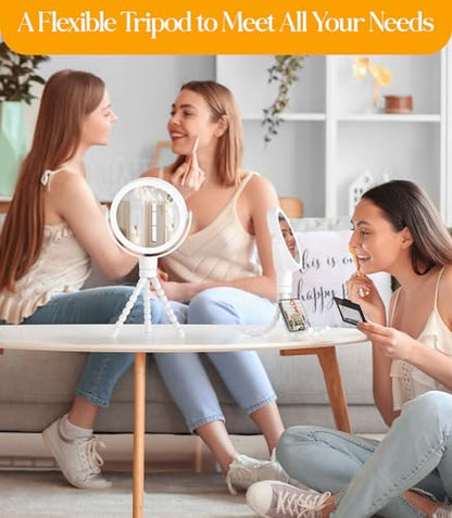 Gospire 5.85” Tripod Travel Makeup Mirror with Light and Magnification - color: White
