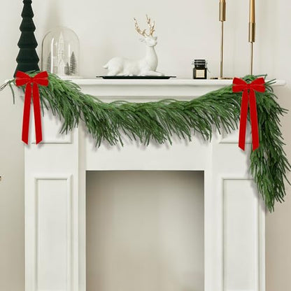 4 Pcs Christmas Norfolk Pine Garland, 6 Ft Dense Norfolk Pine Garland, Artificial Pines Greenery Garlands for Christmas Holiday Mantle Fireplace Table Home Decor - size: 4 Pcs