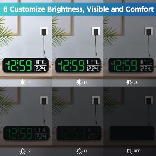 Peakeep Large Display Digital Alarm Clock for Bedroom with Date Day of Week - color: Green and White
