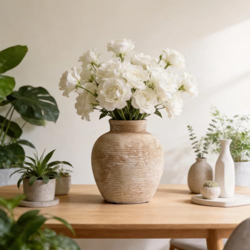 6-Inch Ceramic Flower Vase Home Decor Farmhouse Table Brown Vases