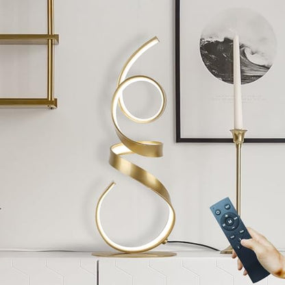 20W 2700LM 3 Colors Dimmable with Remote LED Art Table Lamp 21.6 Inch Height with Touch Switch for Living Room,Bedroom(Gold) - color: Gold