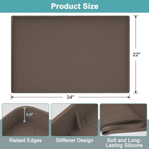 Under Sink Tray for Kitchen Waterproof, Brown, 34" x 22" - color: Brown, size: 34" x 22"