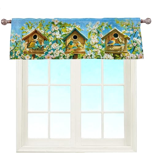 Birdhouse Floral Flower Window Curtain Valance 52X16 Inches - color: Birdhouse