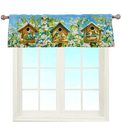 Birdhouse Floral Flower Window Curtain Valance 52X16 Inches - color: Birdhouse