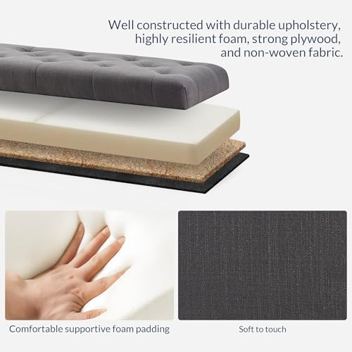 BELLEZE Storage Ottoman, Tufted Ottoman with Close Hinge, Foot Rest for Living Room (Dark Gray, 47 inch) - color: Dark Gray a