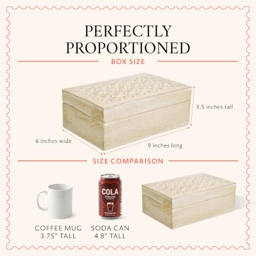 Mela Artisans Trellis Mango Wood Storage Box - Whitewash, 9x6 in - color: Whitewash, size: Large