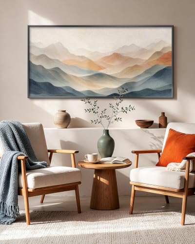 HUARCEY Metal Framed Large Abstract Layered Mountain 3D Textured Wall Art - color: Colorful mountains