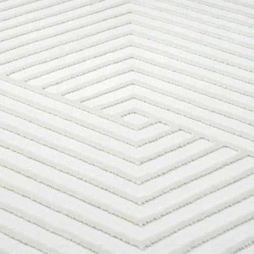 Abani Cream Area Rug for Living Room, Bedroom - Geometric Lines- 4 x 6 -Durable & Easy to Clean - color: Cream, size: 4' x 6' (Rectangular)