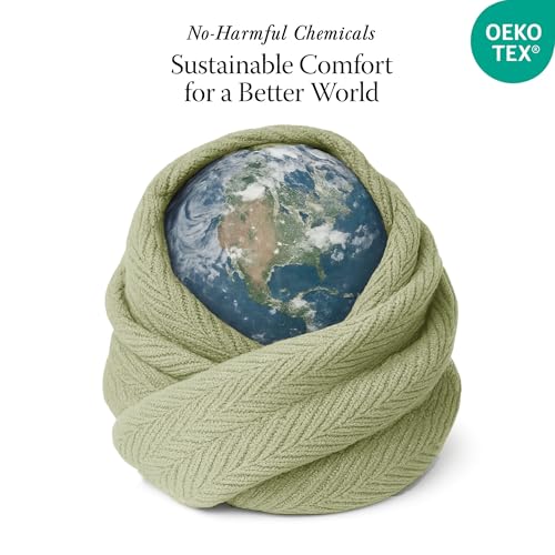 Threadmill Luxury 100% Cotton King Herringbone Blanket, Moss Green - color: Moss Green, size: King (106" x 92")