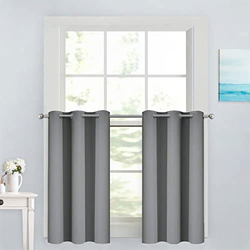 Yakamok Grey Room Darkening Window Curtains 42x36 Inch for Kitchen - color: Grey, size: 42"W x 36"L (Pack of 2)