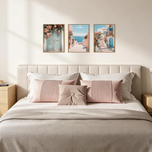 KAIRNE Italy Amalfi Coast Cityscape Framed Canvas Wall Art Set-12"x16"x3 - color: Italy Landscape Wall Art, size: 12"L x 16"W