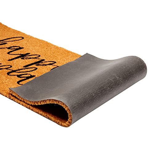 Juvale Natural Coco Coir Large Door Mat, Happy Place Long Outdoor Rug (17 x 60 in) - color: Happy Place Long Outdoor Rug (17 X 60 In)