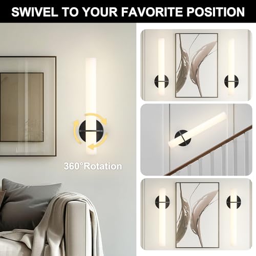 KARTOOSH Black Battery Operated Wall Sconce Set of 2, 18 Inch